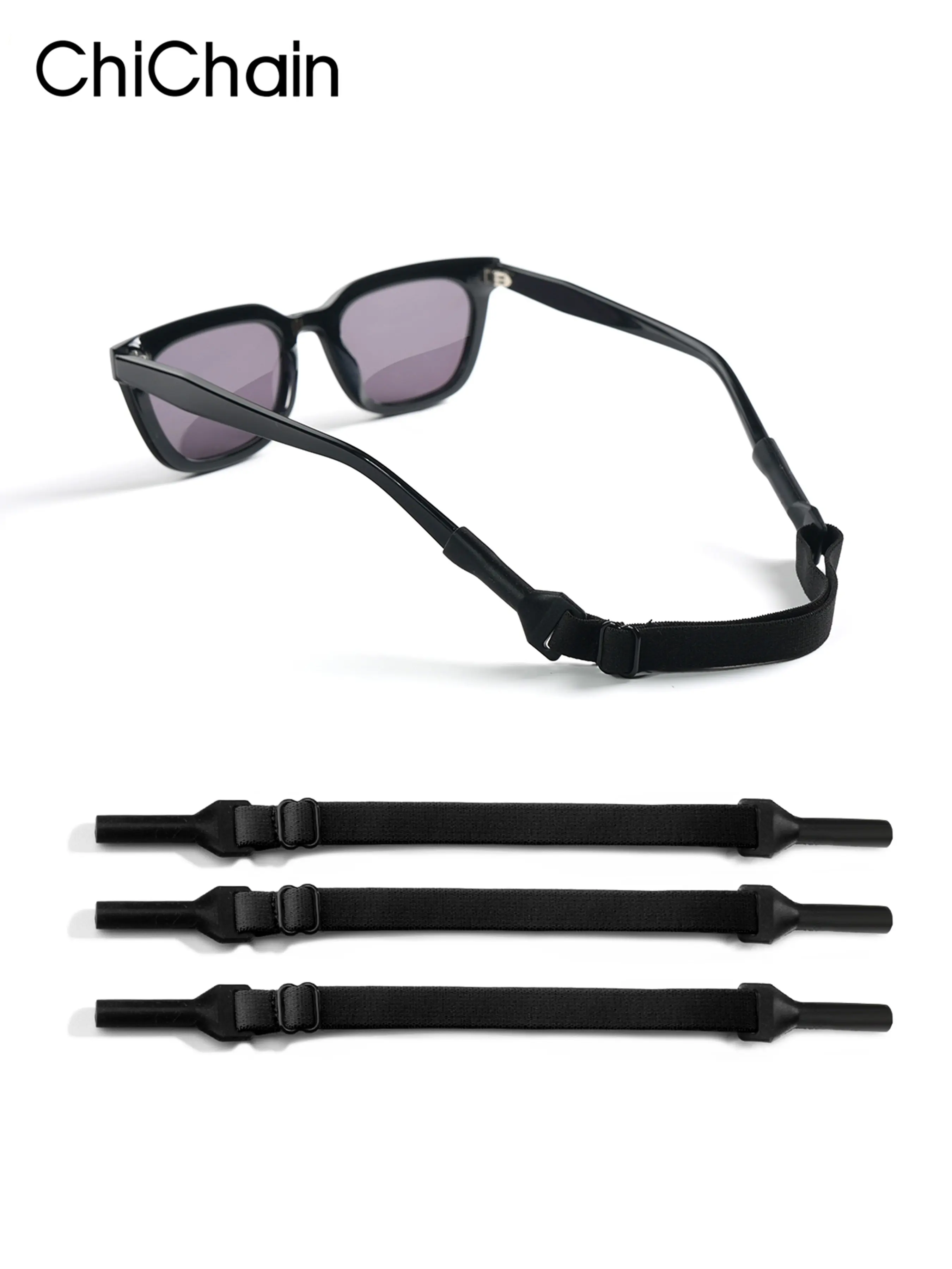 3-Pack Adjustable Eyewear Straps, Polyester Silicone Metal Anti-Slip Glasses Chains, Secure Frame Accessories for Kids & Adults