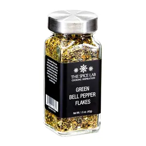 The Spice Lab Green Bell Pepper - Sweet Dehydrated Green Bell Pepper Flakes - French Jar - Kosher Vegan Seasonings - Great for Pizza Seasoning or Taco Seasoning – 5074