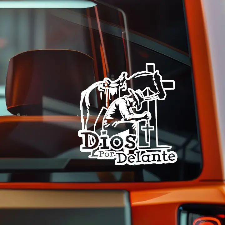 Dios Por Delante 5x5 inch  Mexkogifts Vinyl Decals – UV Resistant & Waterproof for Cars, Laptops and More