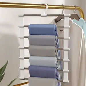 Foldable Pants Hanger, 2 Count Multi-layer Stainless Steel Folding Clothes Hanger, Space Saving Hanger for Home Wardrobe, Bedroom Organizing Accessories, Home Organizer Tool, Closet Organizer