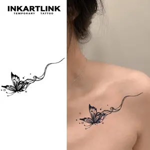 INKARTLINK Tattoo Tech, 2 Sheets Medium Semi Permanent Tattoo, Temporary Tattoos, Last 1-2 Weeks, Waterproof, Realistic Look, No Adhesive, No Reflection (Flying Butterfly)