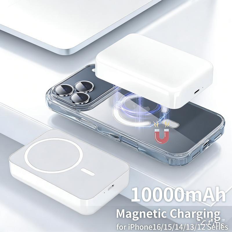 Upgraded 6-in-1 Magnetic Charging & Audio Kit – 20W Fast Charge Power Bank, Wireless Charger, Bluetooth 5.3 Earbuds, Type-C & Lightning Cables, Adapter, Enhanced Magnetic Ring, All-in-One Travel Set for Android & iOS Devices，Gift Box