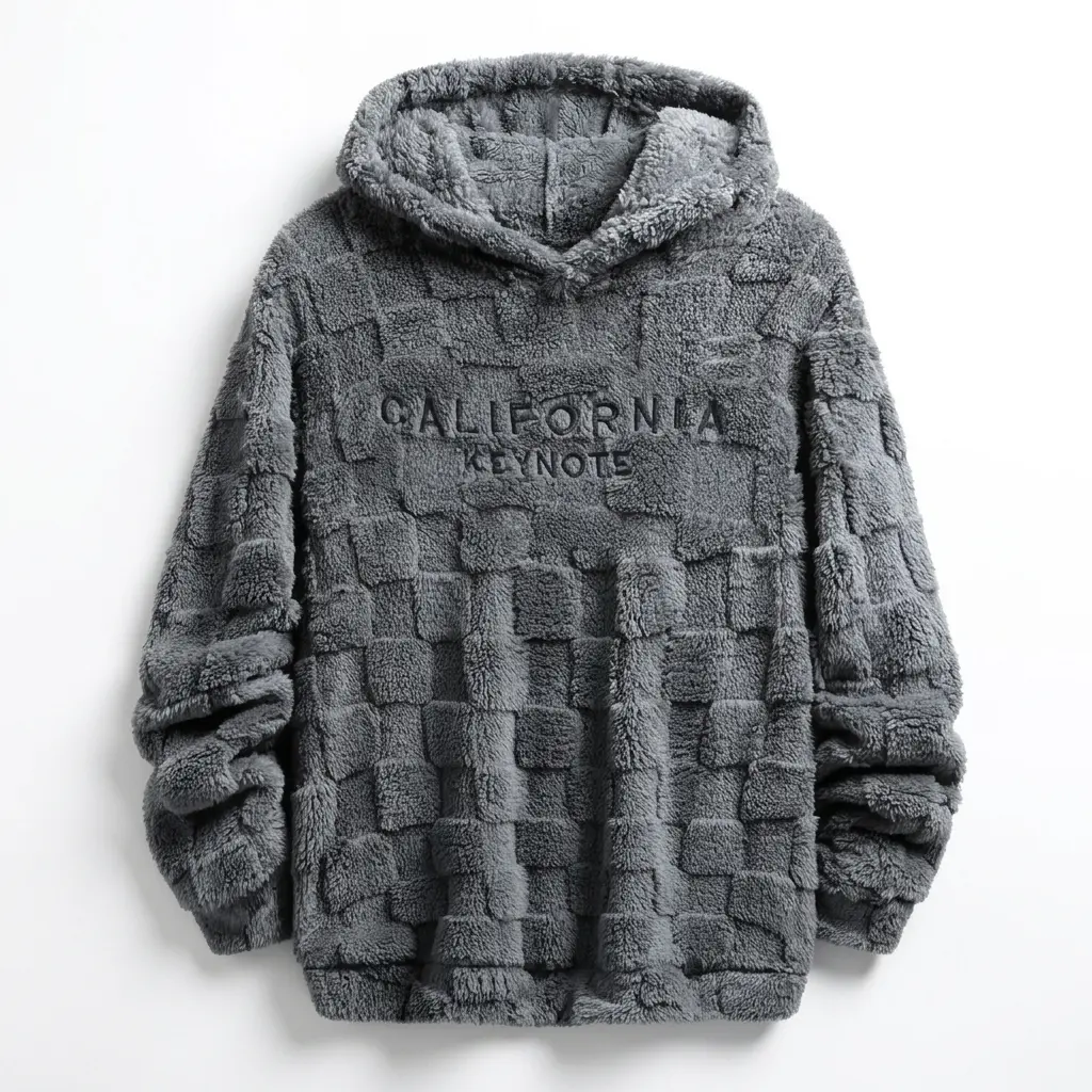 Men's California Embroidered Fleece Hoodie, Male Clothing, Textured Drop Shoulder Crewneck, Soft Warm Thermal Long Sleeve Pullover, Quick On/Off Design, Streetwear Unisex Menswear, Mens Gifts,sohochic