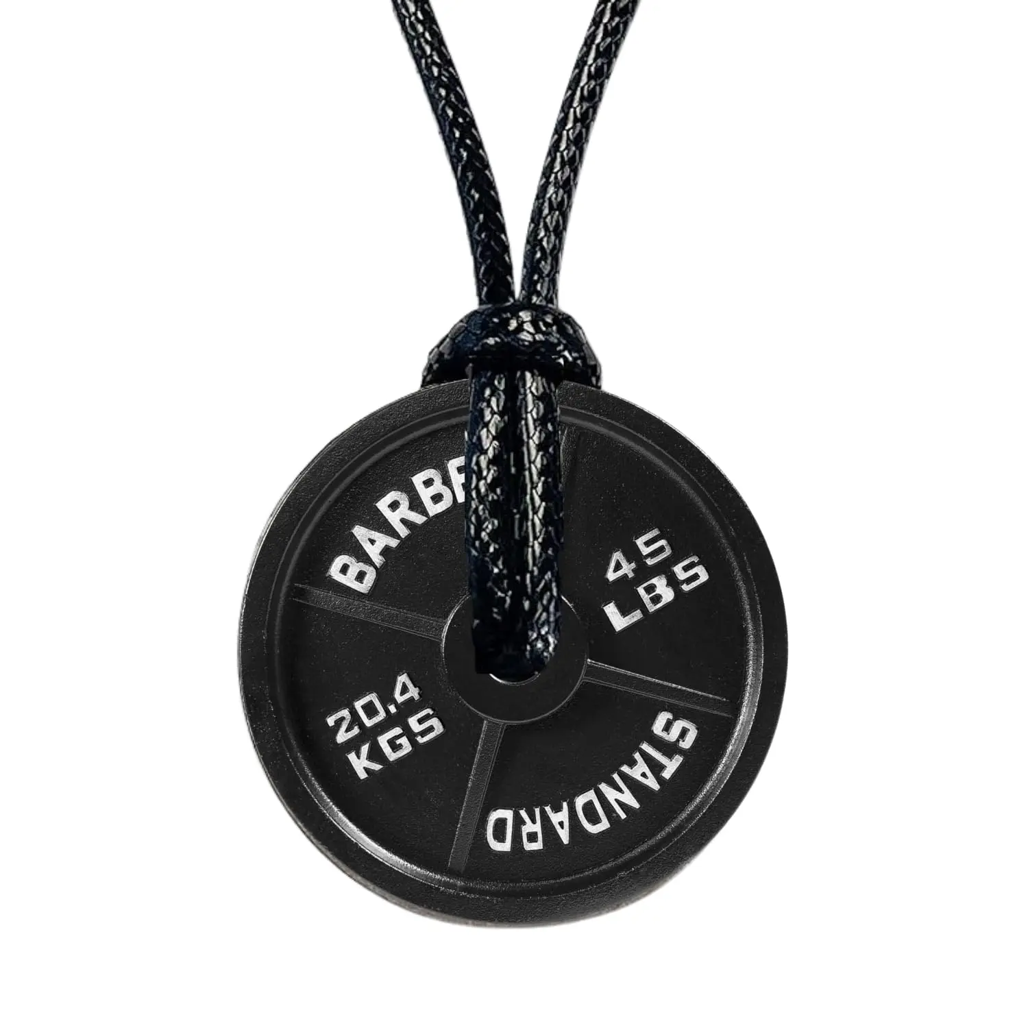 Brigada Sales Black 45 lb Plate Necklace for Gym Lovers: Adjustable Cord, Motivational Gift