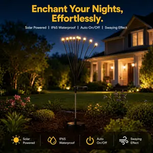 10 Head Solar Firefly Garden Lights Outdoor, Waterproof Swaying LED Landscape Lights, Warm White Fairy Lights for Patio, Yard, Pathway & Backyard Decor