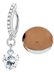 Fashion Rhinestone Heart Shaped Belly Button Ring, Fashion Jewelry for Party, Daily Clothing Decor, Trendy All-match & Exquisite Jewelry for Birthday Gift, Body Piercing Jewelry, Navel Piercing Jewelry