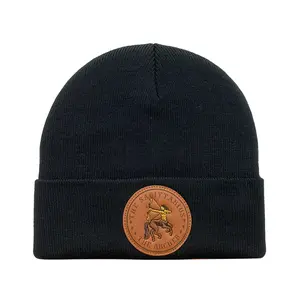 Embroidered and laser-engraved Sagittarius Zodiac (November 22 - December 21) - Knitted Soft Warm Unisex Beanie - Black