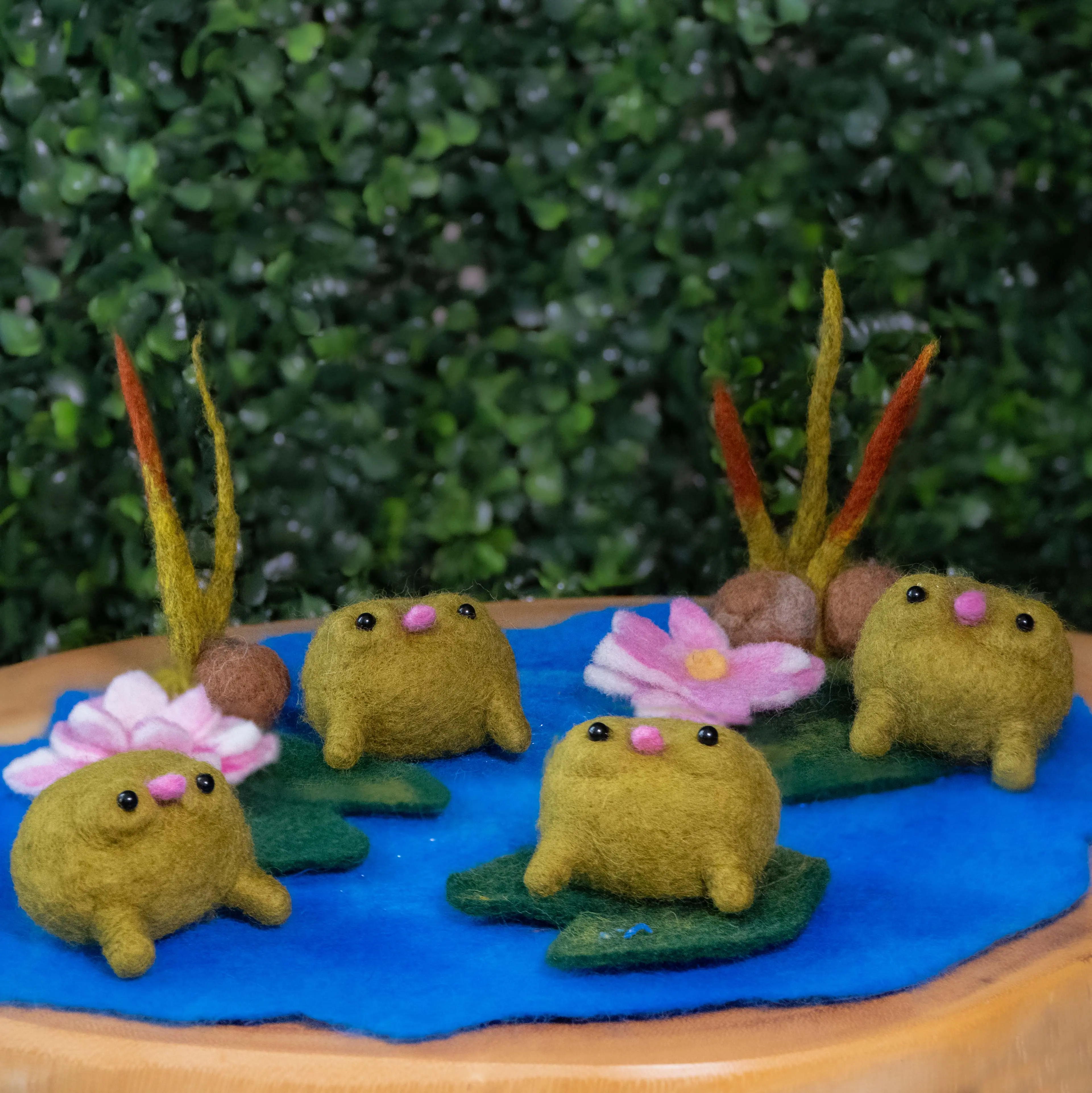 Happy little hand made needle felt frog