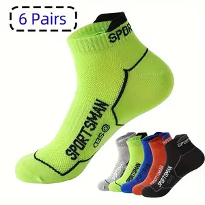 6 Pairs High Quality Professional Design Running Cycling Breathable Comfortable Basketball Sport Socks
