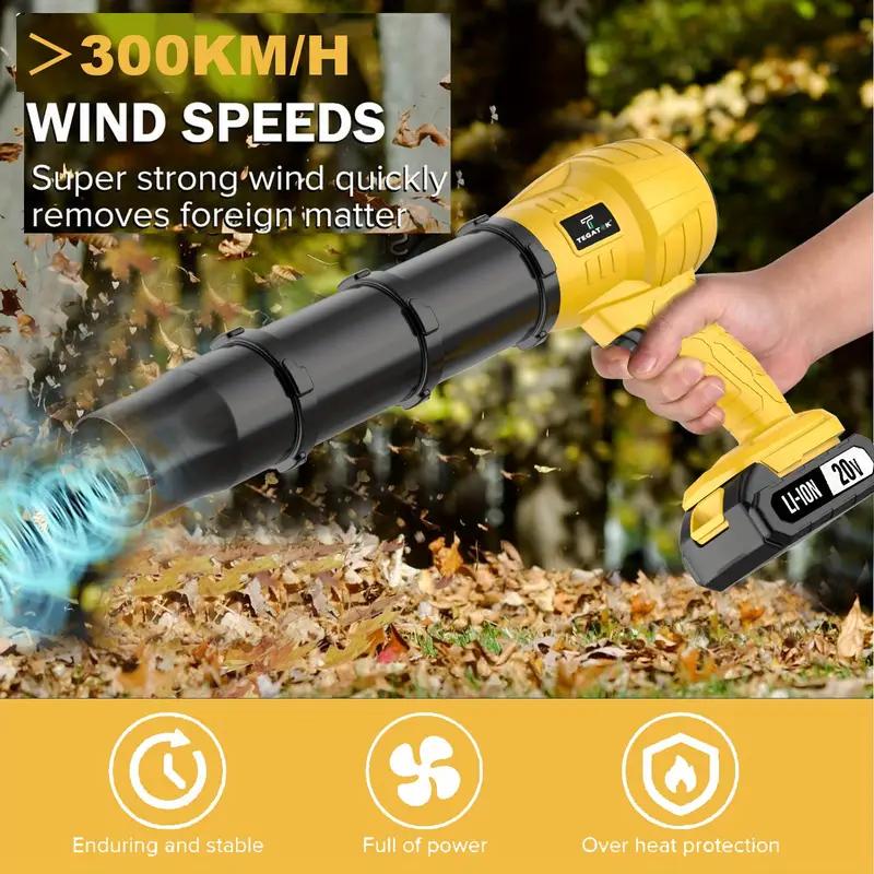 Leaf Blower, Electric Cordless Air Blower with 2 Batteries and Charger - Yellow