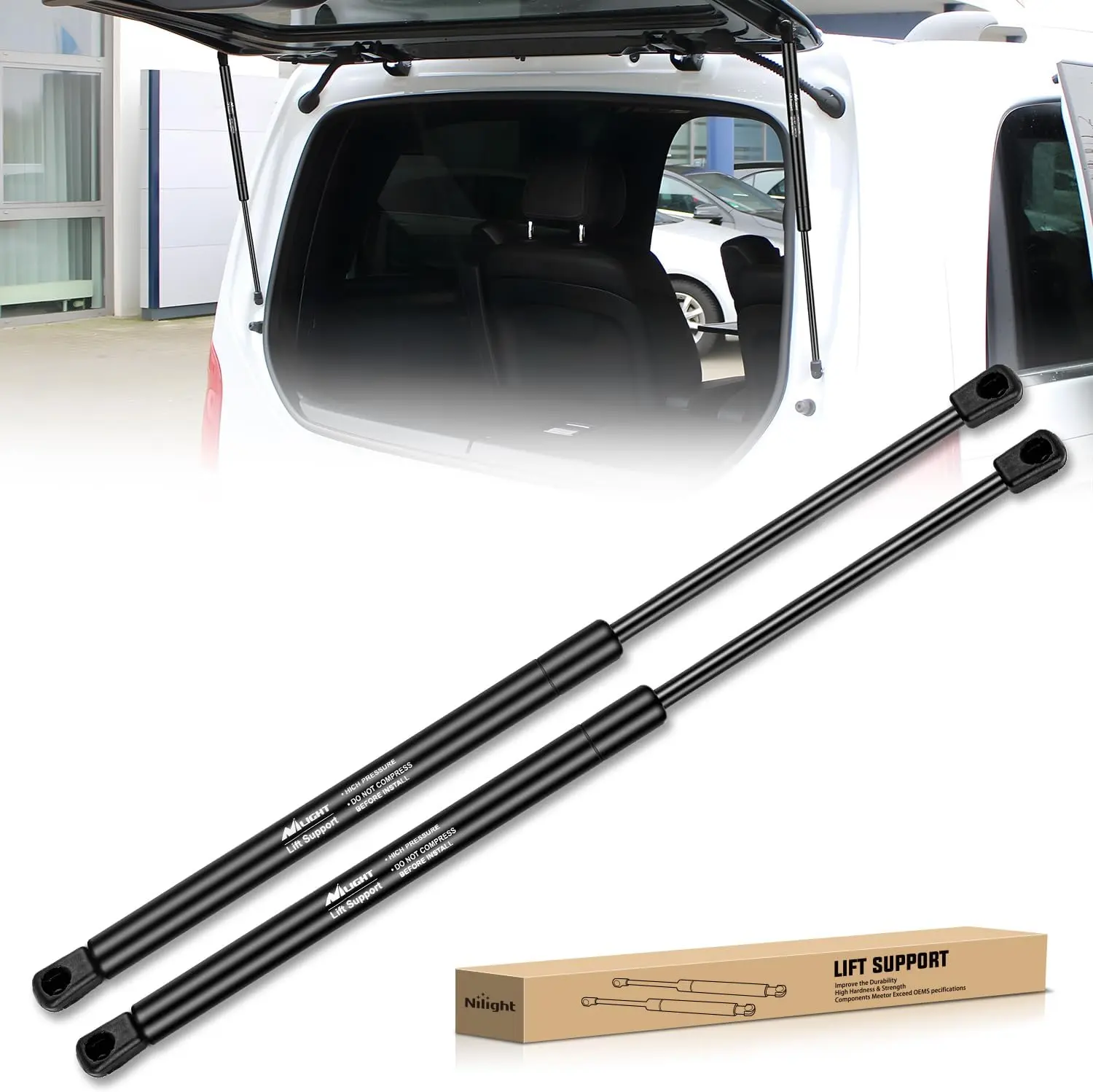 Nilight Strong Secure Rear Window Glass Gas Struts 6260 for Ford Escape 2008-2012, 18in 2PCS Rod Set, Leak-Proof, Quick-Install Automotive Vehicle Car Accessories, Car Body Repair Tools
