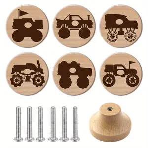 6PCS Art Nouveau Style Pulls, Handcrafted Wooden Drawer Pulls and Kitchen Cabinet Knobs, Dresser Drawer Handles, Polished Surface, Personalized Pattern Design, Decorative Drawer Pulls, Home Decor, Interior Decoration.