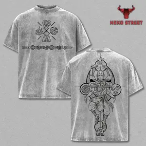 Avatar Elemental Spirit Vintage T-Shirt, Avatar Airbender Graphic Tee, Acid Washed Oversized Streetwear Top, Unisex Casual Shirt, Gift For Anime Lovers