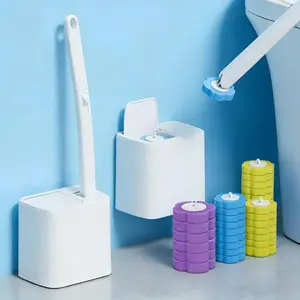 Disposable Toilet Brush Cleaner Kit 24 PCS Refills Wall Mounted Scrubbing Brush for Bathroom Sink Bathtub Drain Urinal Cleaning System Bristle Plumbing Tools