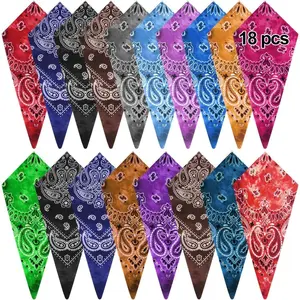 MIAHART 18Pcs Paisley Bandanas Cowboy Bandana Paisley Print Head Wrap ScarfValentine's Day, gift