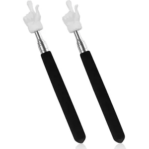 2 count Telescopic Teachers Pointer, Extendable Hand Pointer Finger Pointer Stick, Mini Retractable Classroom Pointer for Elementary School  Teacher, Classroom Supplies (Black)