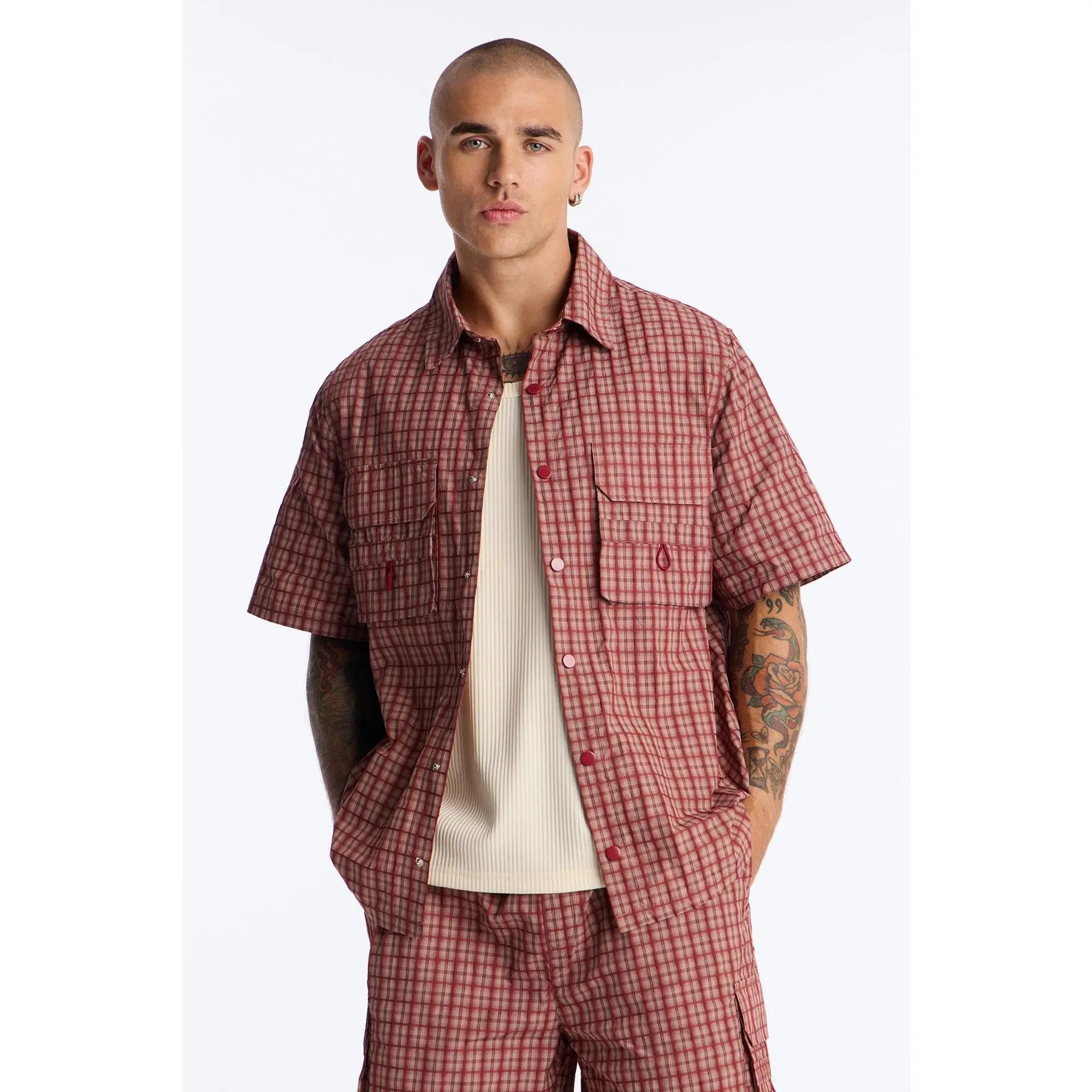 Ryder Plaid Button Up Shirt - Red/combo