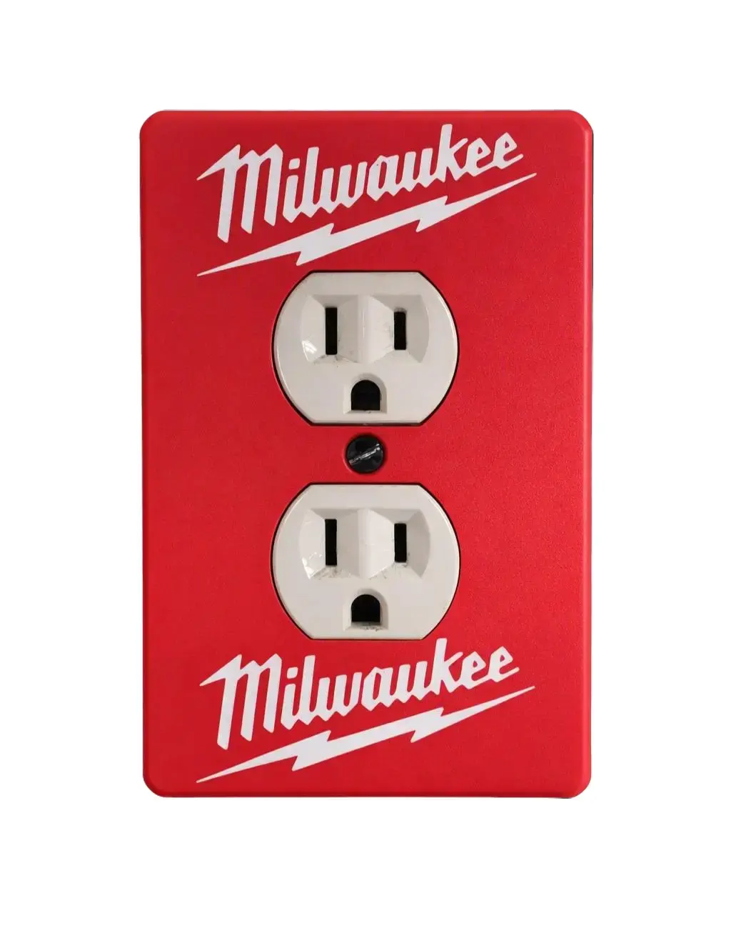 Milwaukee Lightning Bolt Red Decorative Outlet Cover - Home Decor for Workshop, Garage