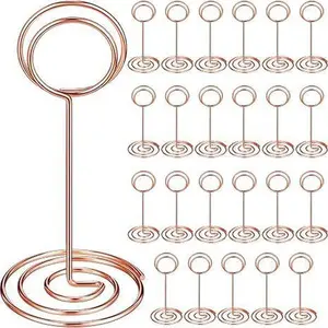 24 PCS Note Holder 3.35 Inch Dining Table Menu Holder Multi-Purpose Card Holder Party Card Holder Note Holder with Base Durable and Rust Resistant Stylish and Simple Memo Holder Suitable for Wedding Reception Birthday Party Table Centerpiece Clip summervi