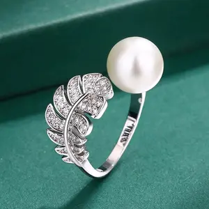 Huayoumei Jewelry Imitation Pearl Pendant S925 Silver Needle Feather Pearl Earrings European and American Luxury Zircon Pearl Ring