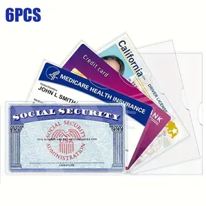 6 Piece Social Security Card Protector Set, Ultra Transparent High Transparency Durable Waterproof Ssn New Medicare Credit Card Holder, Soft ID Debit Card Organizer Storage Case