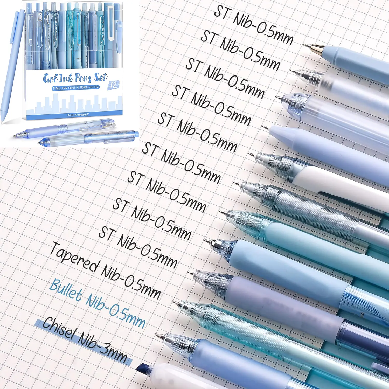 12pack/Blue(black ink*11+Highlighter*1)