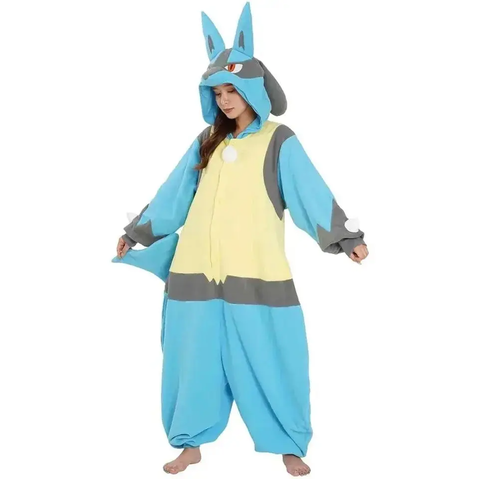 Lucario Kigurumi Adult Pyjamas Cosplay Costume Anime Onesie Sleepwear Homewear Unisex Pajamas Christmas Halloween Party Clothing