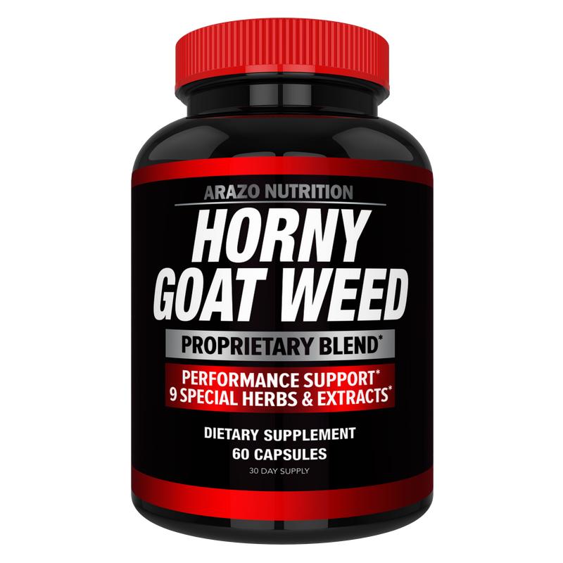 Arazo Nutrition Horny Goat Weed Proprietary Blend 1000mg Fast Acting Powerful 9 Herbs Tongkat Ali Saw Palmetto L Arginine 60 Capsules