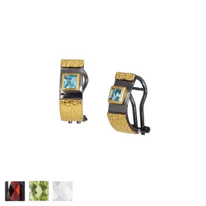 Black and Gold Gemstone Earrings