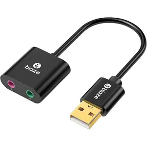 USB to 3.5mm Jack Audio Adapter External Sound Card with 3.5mm Headphone and Microphone TRS Jack to USB Compatible with Windows, Laptops, Desktops Windows, MAC, Linux, PC, PS5, PS4