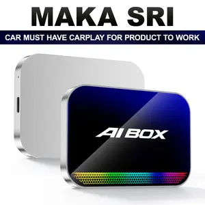 (MAKASRI AIBOX-AIR) 4-in-1 Wireless CarPlay & Android Auto Adapter Compatible with Netflix YouTube TikTok Screen Mirror Link & Play for OEM Wired CarPlay Cars