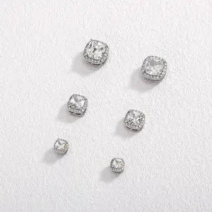 European American Hip Hop 4-8MM Iced Out Stud Earrings, Strong Magnetic Clip On Earrings No Piercing, Trendy Daily Wear Jewelry