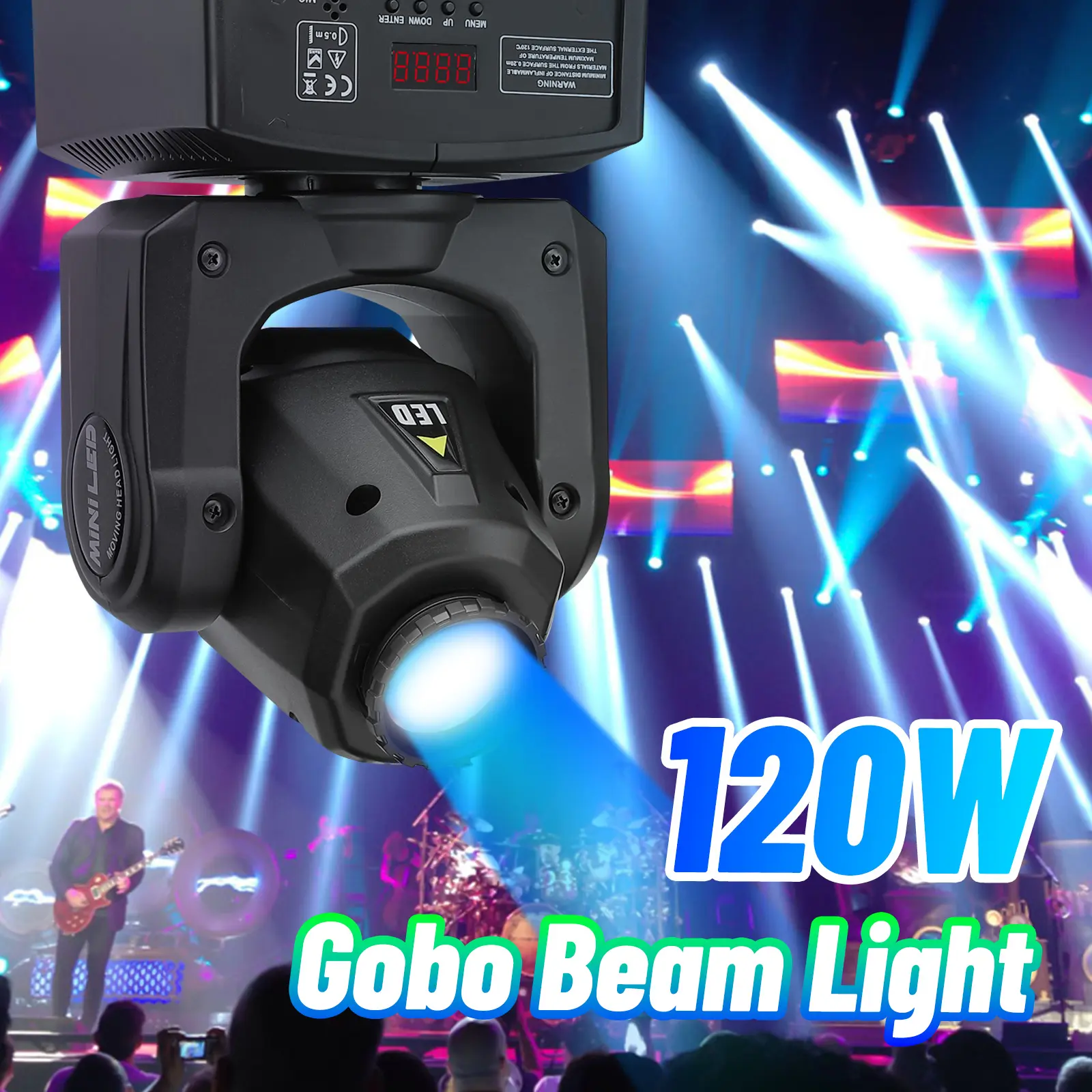 PAIDUN 120W LED Mini Beam Moving Head Spot Light 8Gobo Sound Activated Disco Bar DJ Club Party