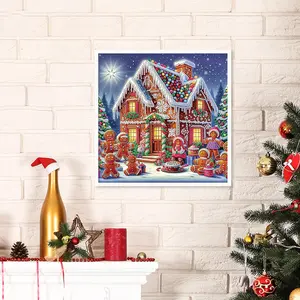 Gingerbread House Pattern DIY Diamond Arts Colorful Painting Kit without Frame, DIY 5D Diamond Arts Colorful Painting Kit, Wall Art Decor for Home