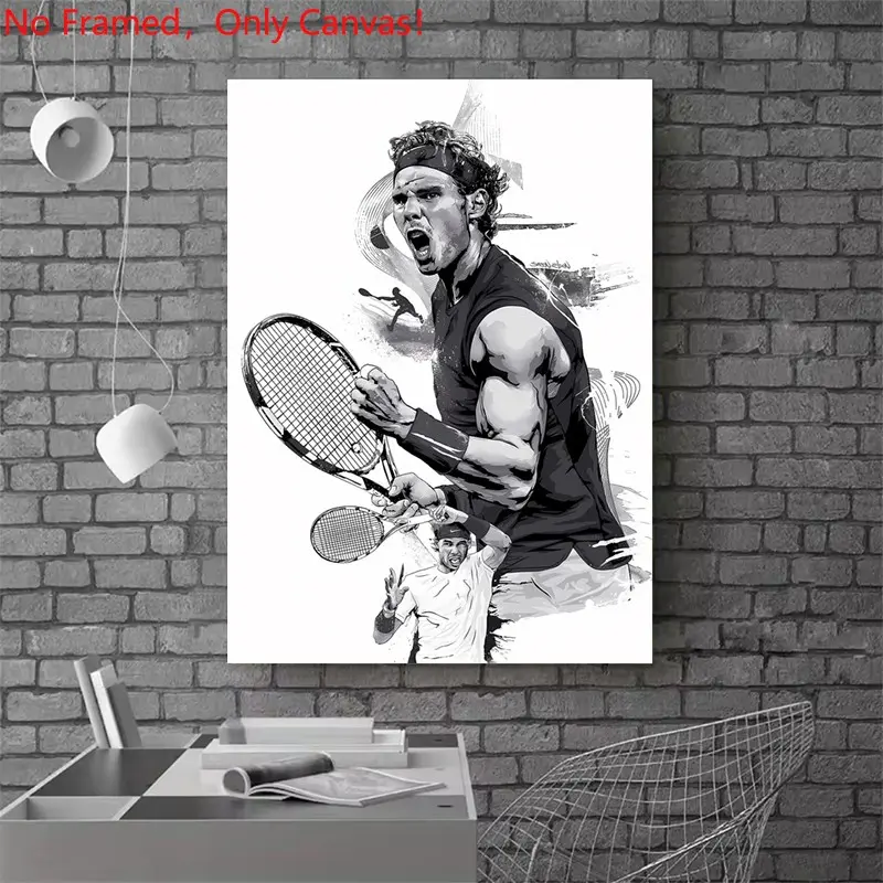 1 piece/set frameless canvas painting print poster, Sports activities art，Rafael Nadal Tennis Art，a perfect gift for Tennis loves, ideal gift for bedroom, living room, dorm hallway, kitchen, mural, wall decoration, room decor