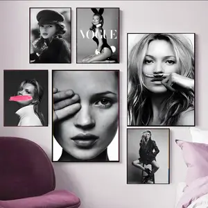 Iconic Supermodel Kate Moss Modern Art Print Wall Decor Poster, Modern Home Decor, Lightfast Self-Adhesive Posters Ideal for Gifting and Adorning Walls in Bedrooms, Living Rooms, Bars, Cafes, High-Def Printing, Water-Repellent Safeguard