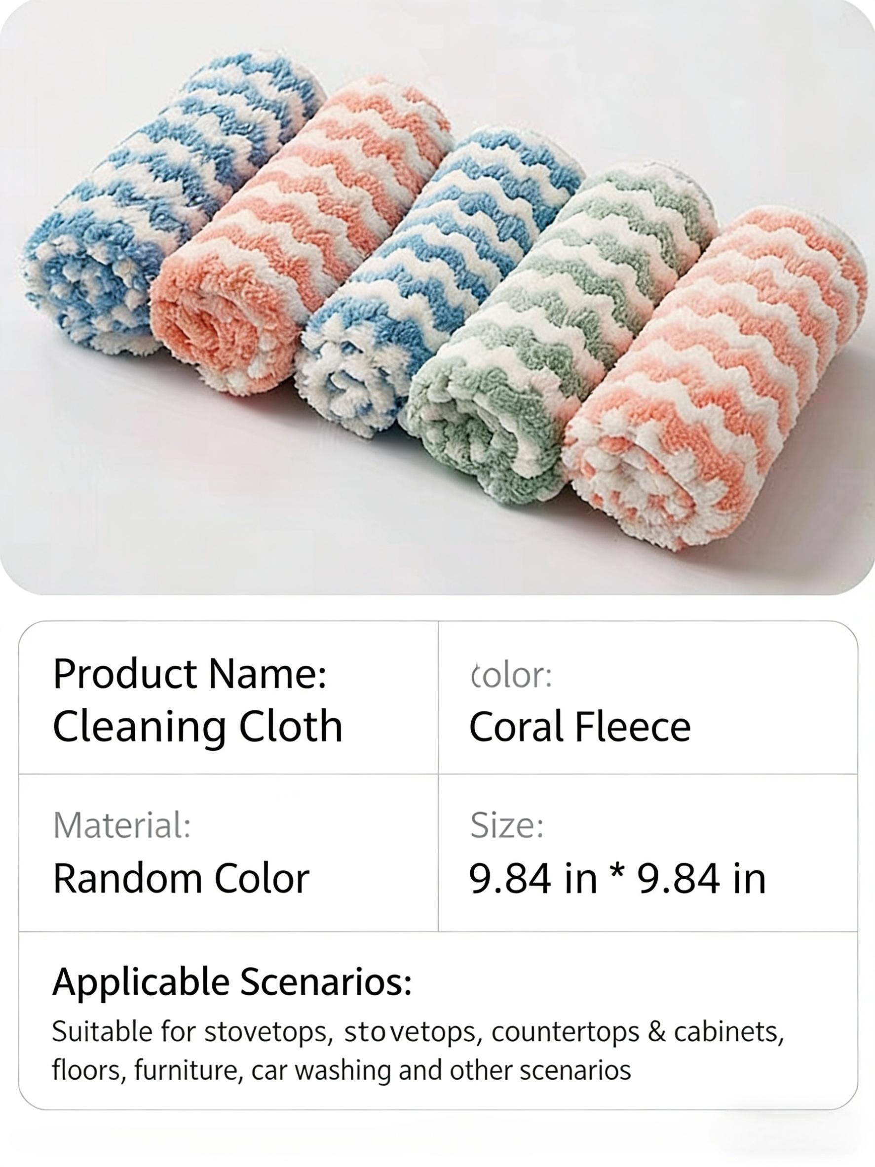 10 Pack Wavy Kitchen Towels - No Grease, Super Absorbent, Lint-Free Dish Cloths