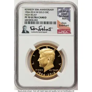 Proof Kennedy Half Dollars (2014-W 50C Gold JFK 50th Anniversary Don Everhart)