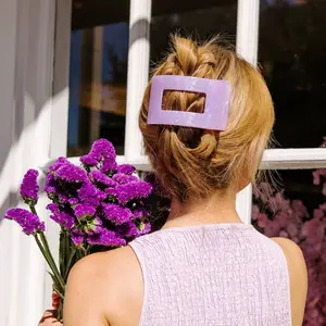 TELETIES - Large Flat Rectangle Hair Clip - Lavender Mist