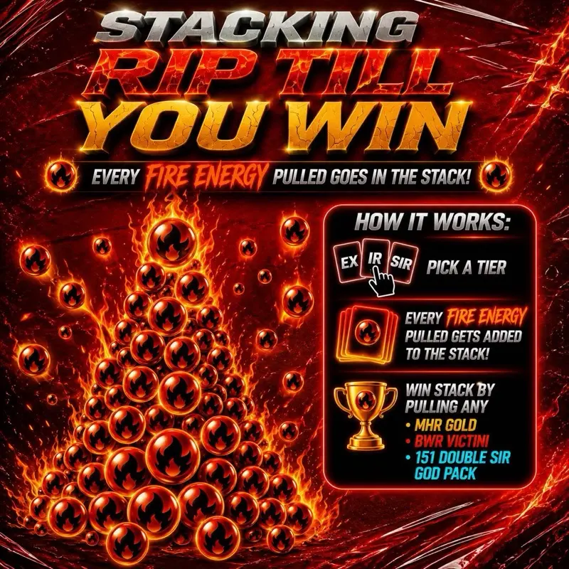 Collectible Fish’s FLAMING Stacking Rip Till You Win [MHR GOLD / BWR RED VICTINI / 151 DOUBLE SIR GOD PACK = FIRE ENERGY STACK] (LIVE RIP)