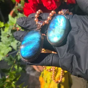 High Frequency • Big Labradorite • Healing Crystal necklace • Stone Gift for her • Boho Necklace • Rainbow Moonstone • Gemstone Rock Jewelry for Women