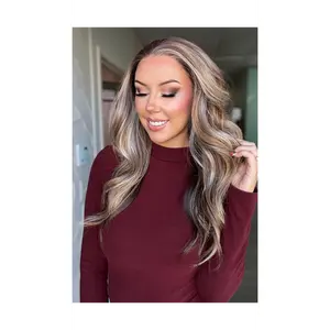 Bebe Molasses Honey High Quality Synthetic Wig Lace Front 13x4 Parting 130% Density 23 Inches Futura Fiber Light Dark Honey Brunette Blend