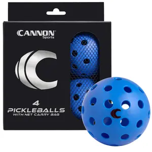 Cannon Sports 4-Pack Pickleballs with Carry Bag – 40 Hole Outdoor Balls – High Visibility, Durable, and Crack Resistant for All Skill Levels