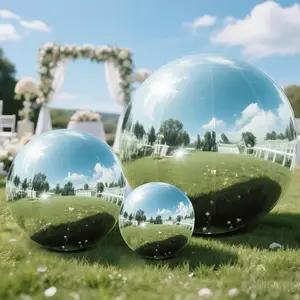 5 Pcs Silver Inflatable Mirror Ball, Big Shinny Mirror Balls Reusable Large PVC Disco Ball Balloon for Large Event Decoration, Party, Concerts, Stage, Wedding Decor, With Air Pump