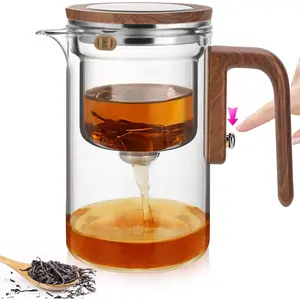 Glass Teapot with Removable Infuser, Magnetic Loose Leaf Tea Steeper, Magic Witchcraft Tea Pot with Strainer for Water Separation, Gift Package, 27oz/800ml