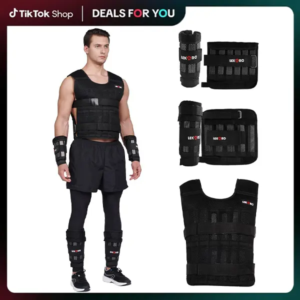 Adjustable Weighted Vest with Ankle Weights Set and Weight Plates - Strength Training, Outdoor Running Fitness Equipment