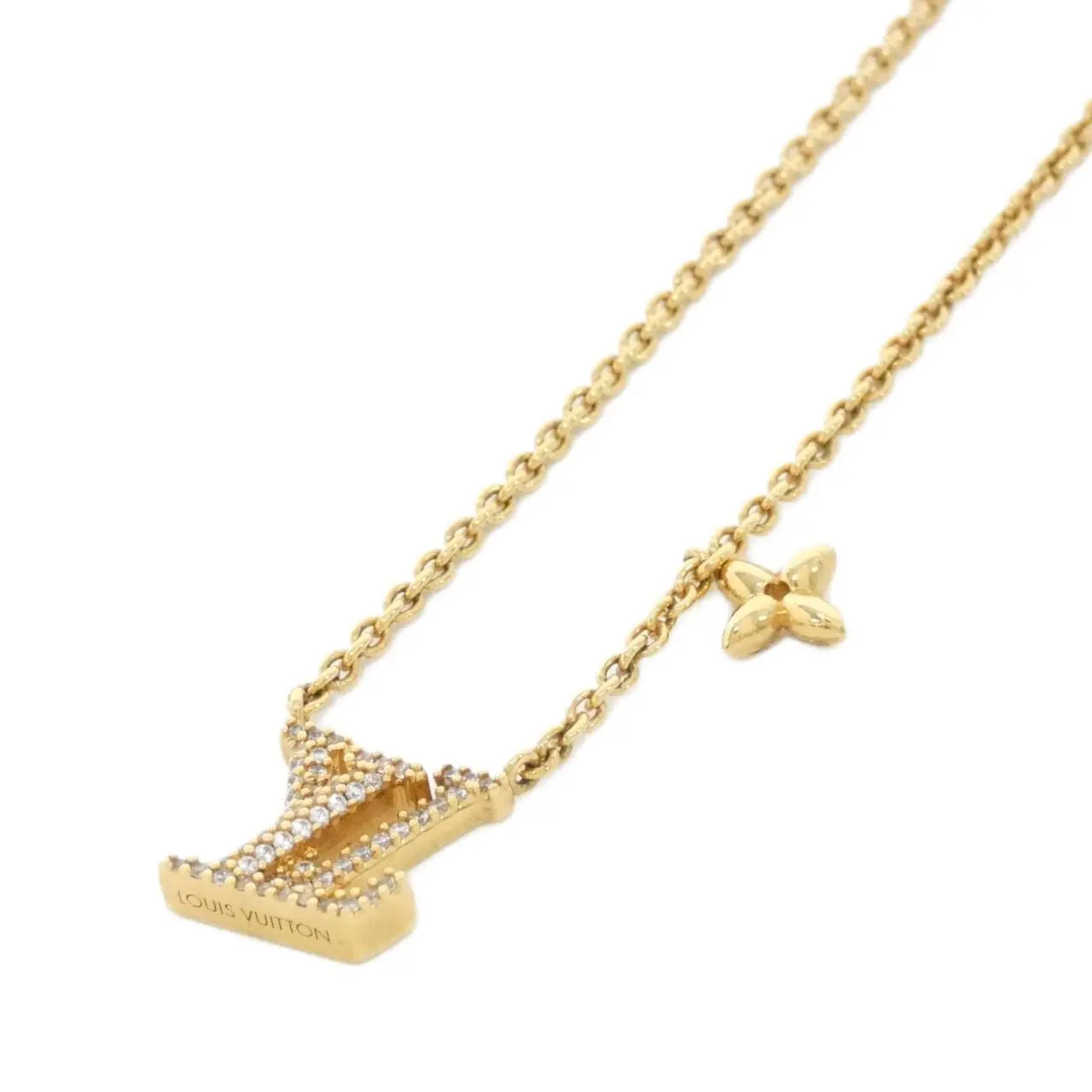 Pre-owned Louis Vuitton Gold-plated Small Leather Goods LV Iconic Necklace