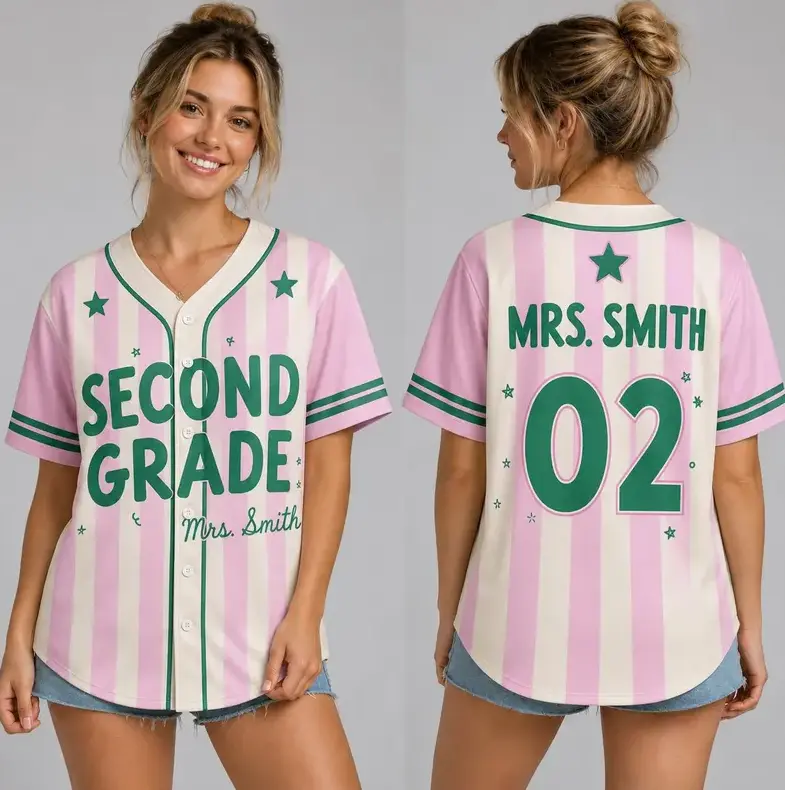 Personalized Teacher Baseball Jersey, Custom Name Number Teacher Shirt, Back to School Team Jersey Gift