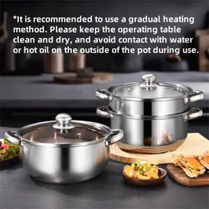 1PC, Heat Resistant Stainless Steel Steamer Pot with Steam Basket & Soup Pot Set, Durable Dual Layer Design for Induction Cooktops & Gas Stoves, Kitchen Essential