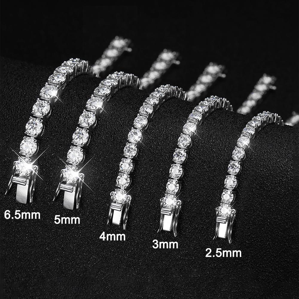 2.5-6.5MM Moissanite Tennis Bracelet for Women Men S925 Silver Plated 18k White Gold All Diamond Bracelets Wedding Jewelry Gra